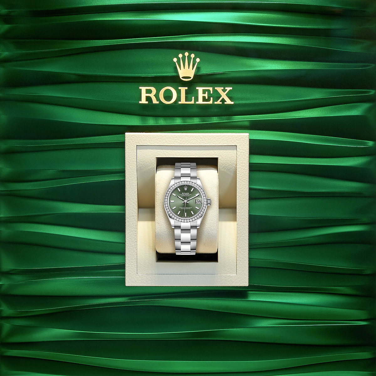 Datejust 31, Oystersteel, 18kt White Gold and diamonds, Ref# 278384RBR-0021