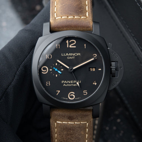 Panerai Luminor GMT 2 STRAPS Ceramic Leather Automatic Black 3 Day PAM01441