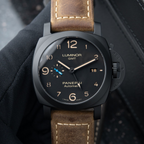 Panerai Luminor GMT 2 STRAPS Ceramic Leather Automatic Black 3 Day Pam1441 44mm PAM01441