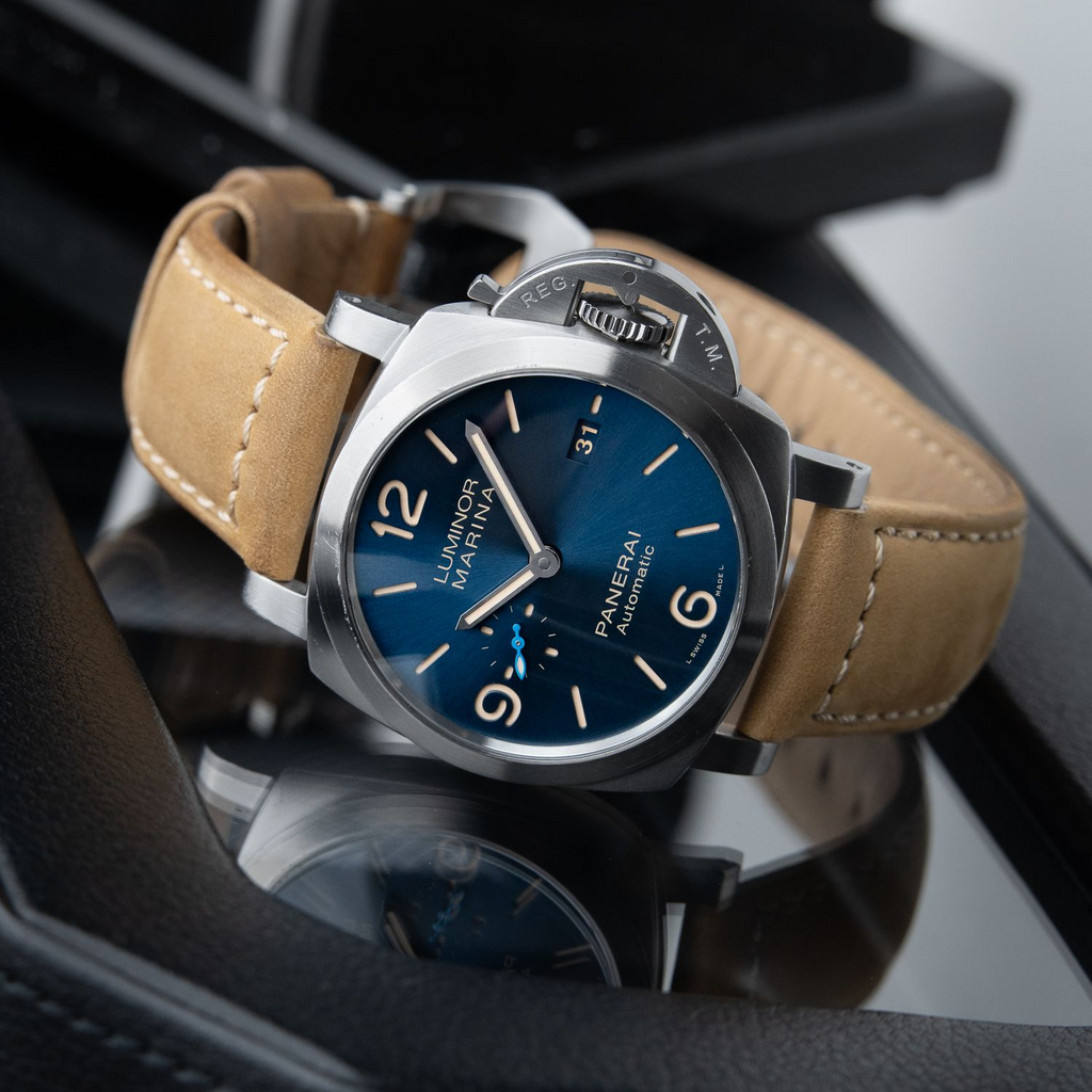 Panerai Luminor Marina 1950 Blue Dial Steel Bracelet Automatic 44mm PAM01058
