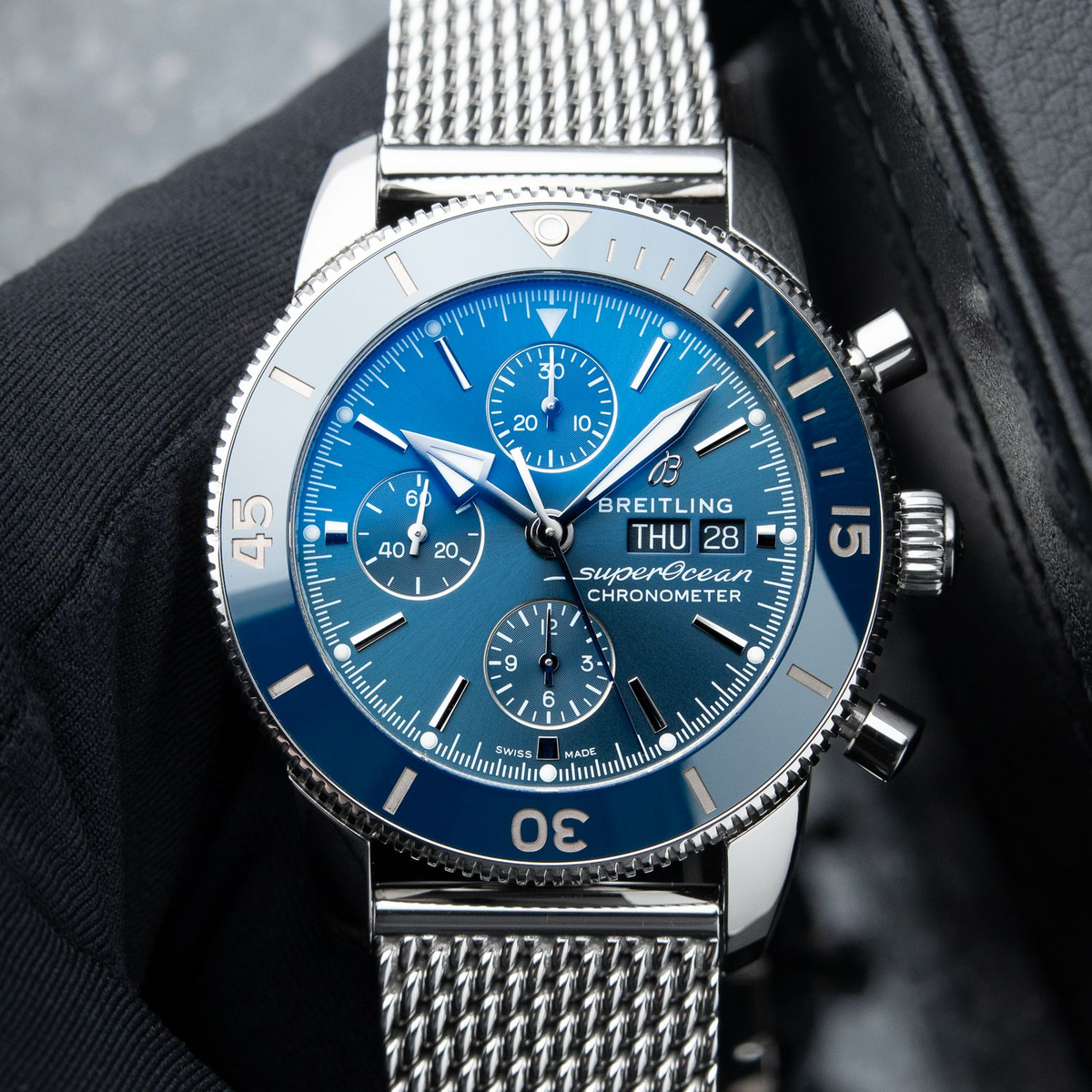 Breitling Superocean Heritage II Chronograph Blue Dial Steel Bracelet 44mm A13313161C1A1, A13313