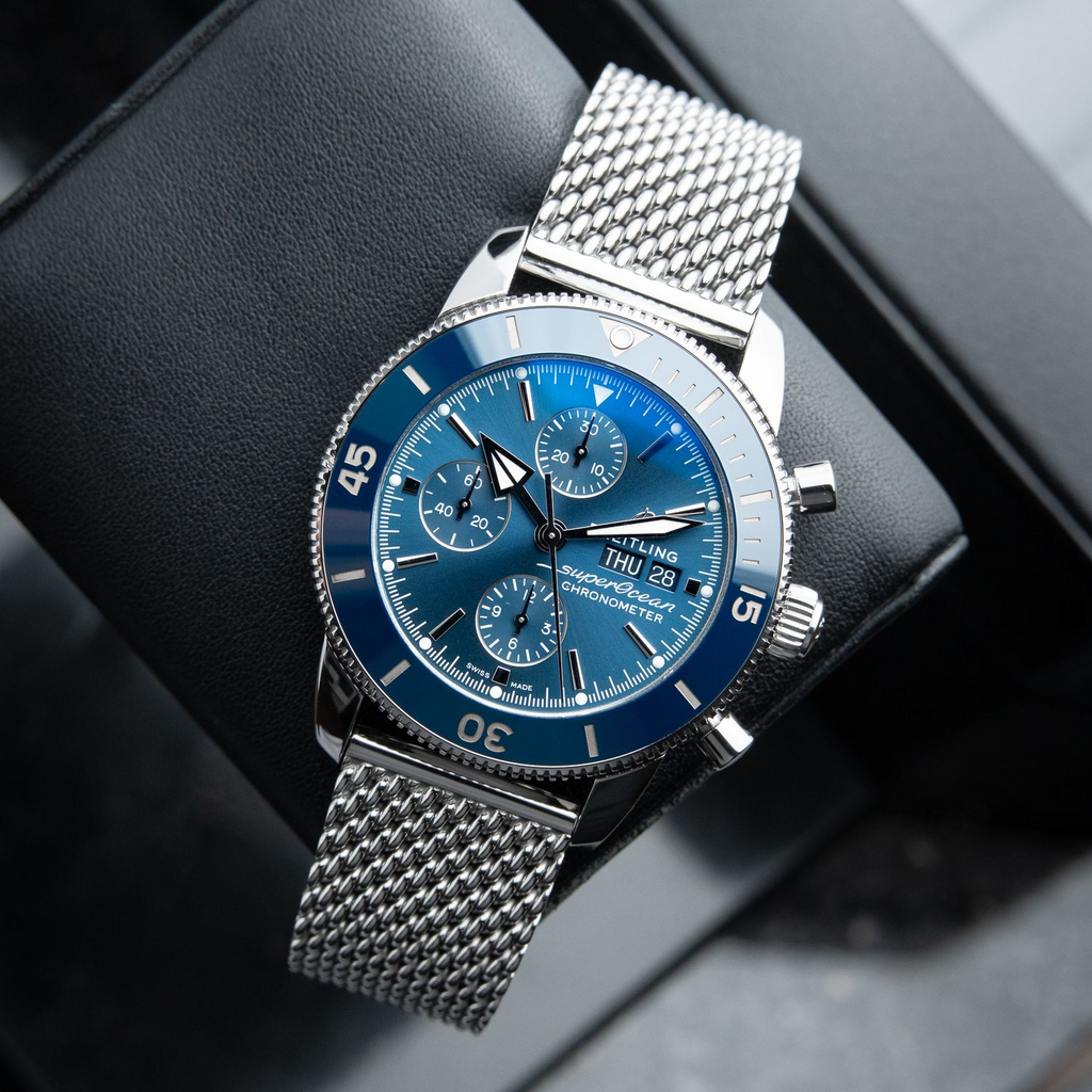 Breitling Superocean Heritage II Chronograph Blue Dial Steel Bracelet 44mm A13313161C1A1, A13313