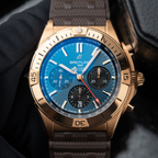 Breitling Super Chronomat B01 42 Super Bowl LVIII Limited Edition Rose Gold Blue Chronograph RB01343A1C1S1