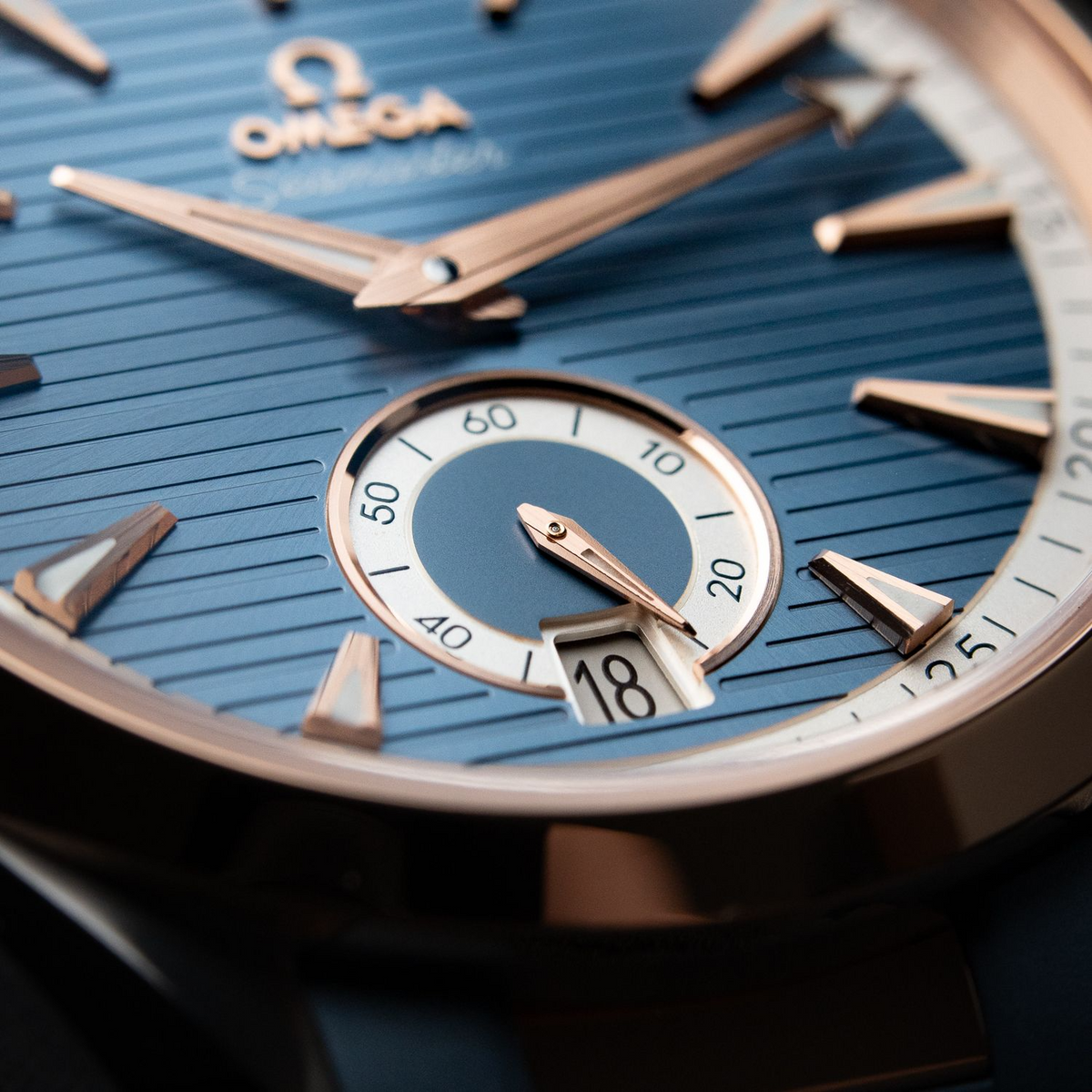 Omega Seamaster Aqua Terra 150M 8/2025 Two Tone Rose Gold Steel Blue Dial 41mm 220.22.41.21.03.001