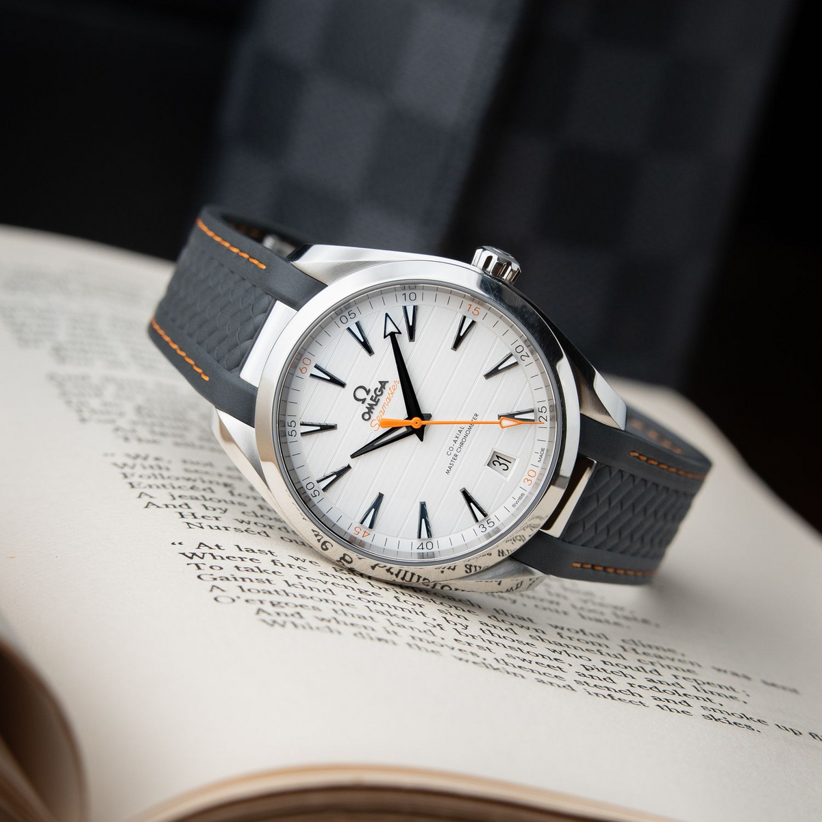 Omega Seamaster Aqua Terra 150M White Dial Orange Accents Grey Strap Steel 41mm 220.12.41.21.02.002