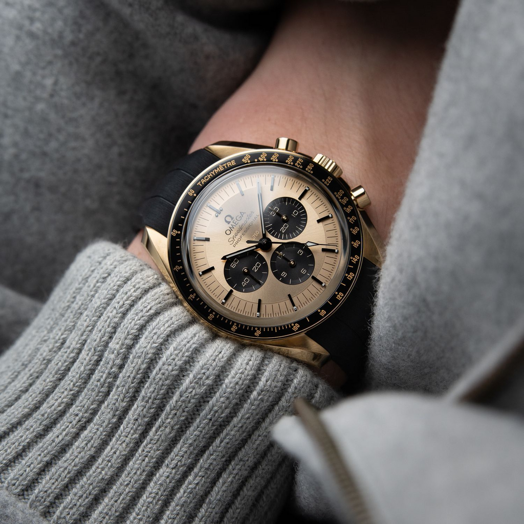 Omega Speedmaster UNWORN 5/2026 Moonwatch Pikachu Yellow Gold Chronograph 42mm 310.62.42.50.99.001