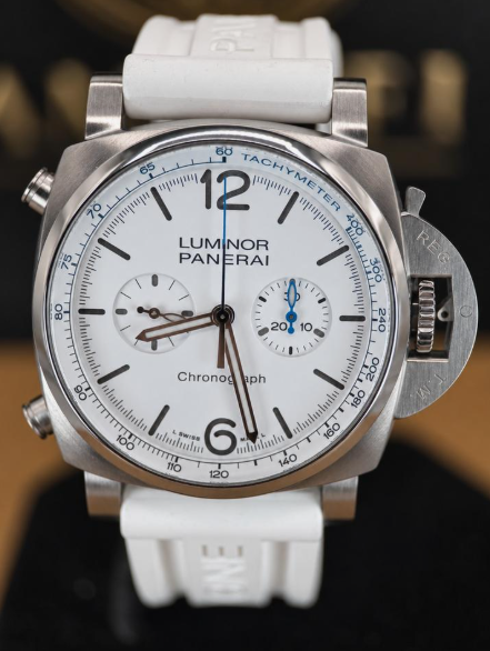 Panerai Luminor Chronograph Automatic White Dial Black rubber strap PAM01218 44