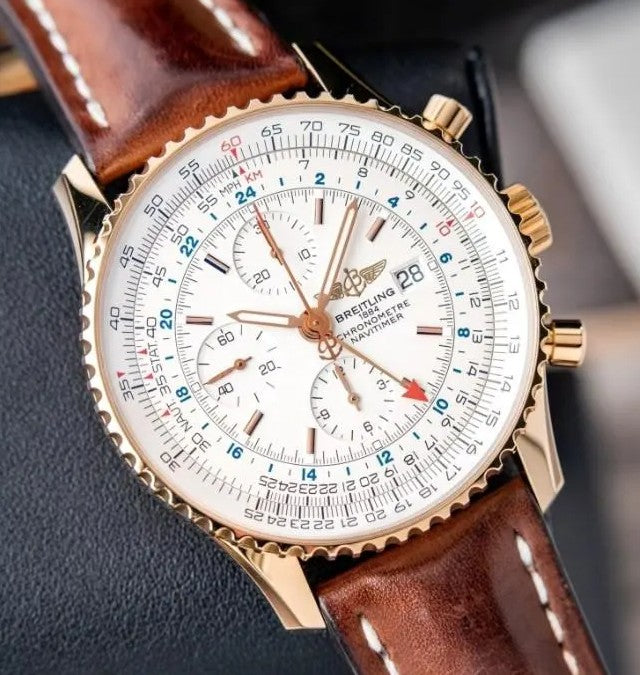 Breitling Navitimer World GMT Chronograph Silver Dial 46mm