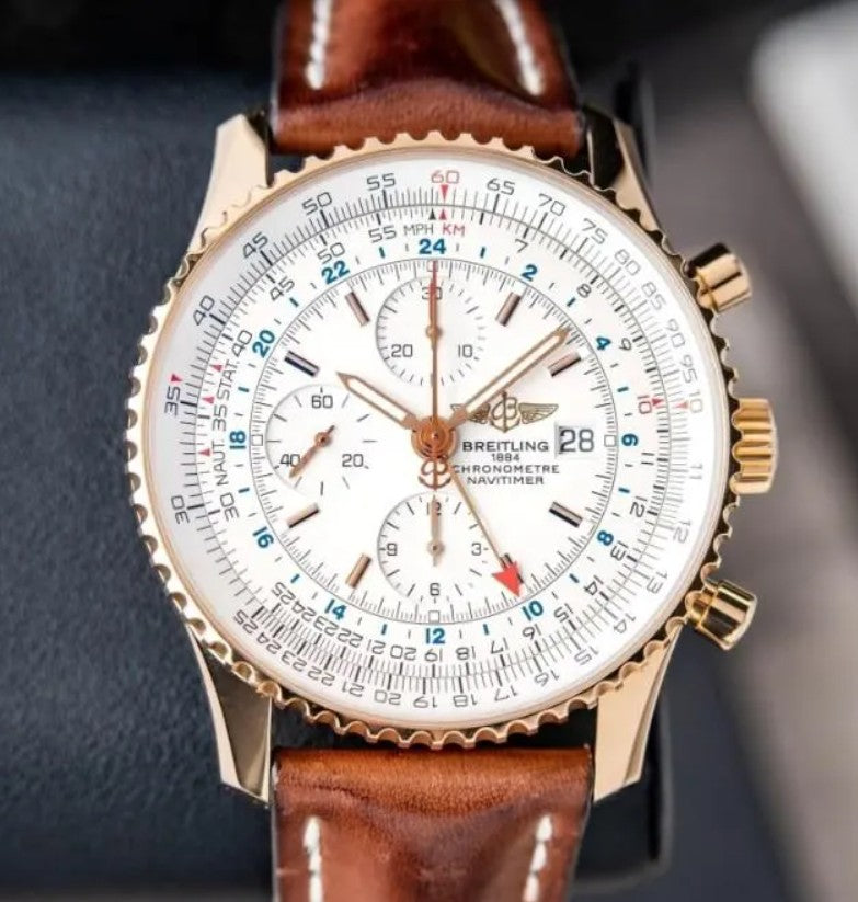 Breitling Navitimer World GMT Chronograph Silver Dial 46mm