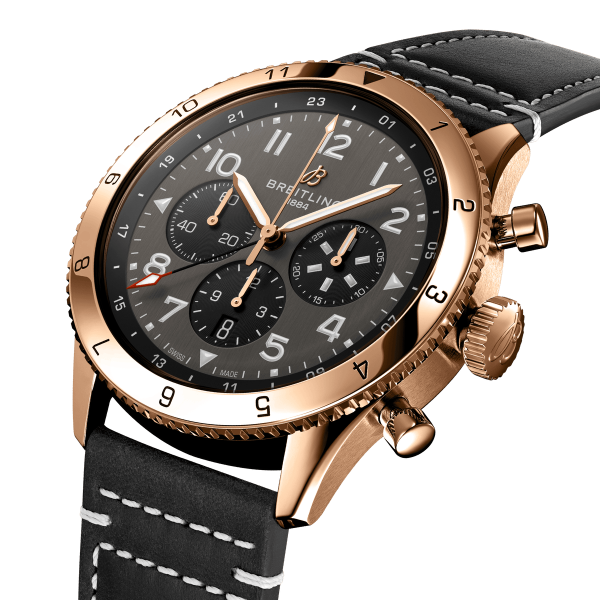Breitling Classic AVI B04 Chronograph 46 P-51 Mustang, 18k Red Gold, Ref# RB04451A1B1X1, Unworn 2024
