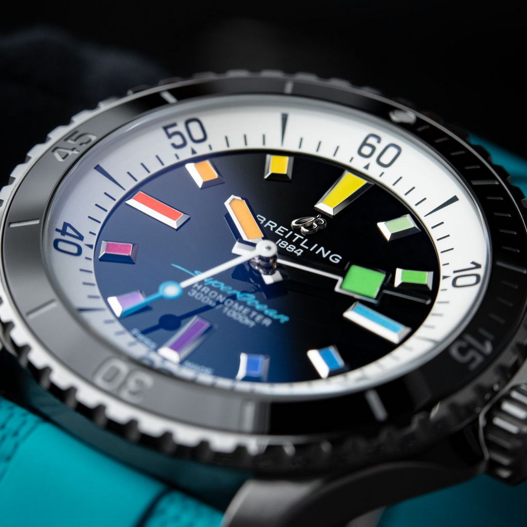 Breitling Superocean Automatic 42 300M Rainbow Black Dial Steel Turquoise 42mm A17375211B2S2