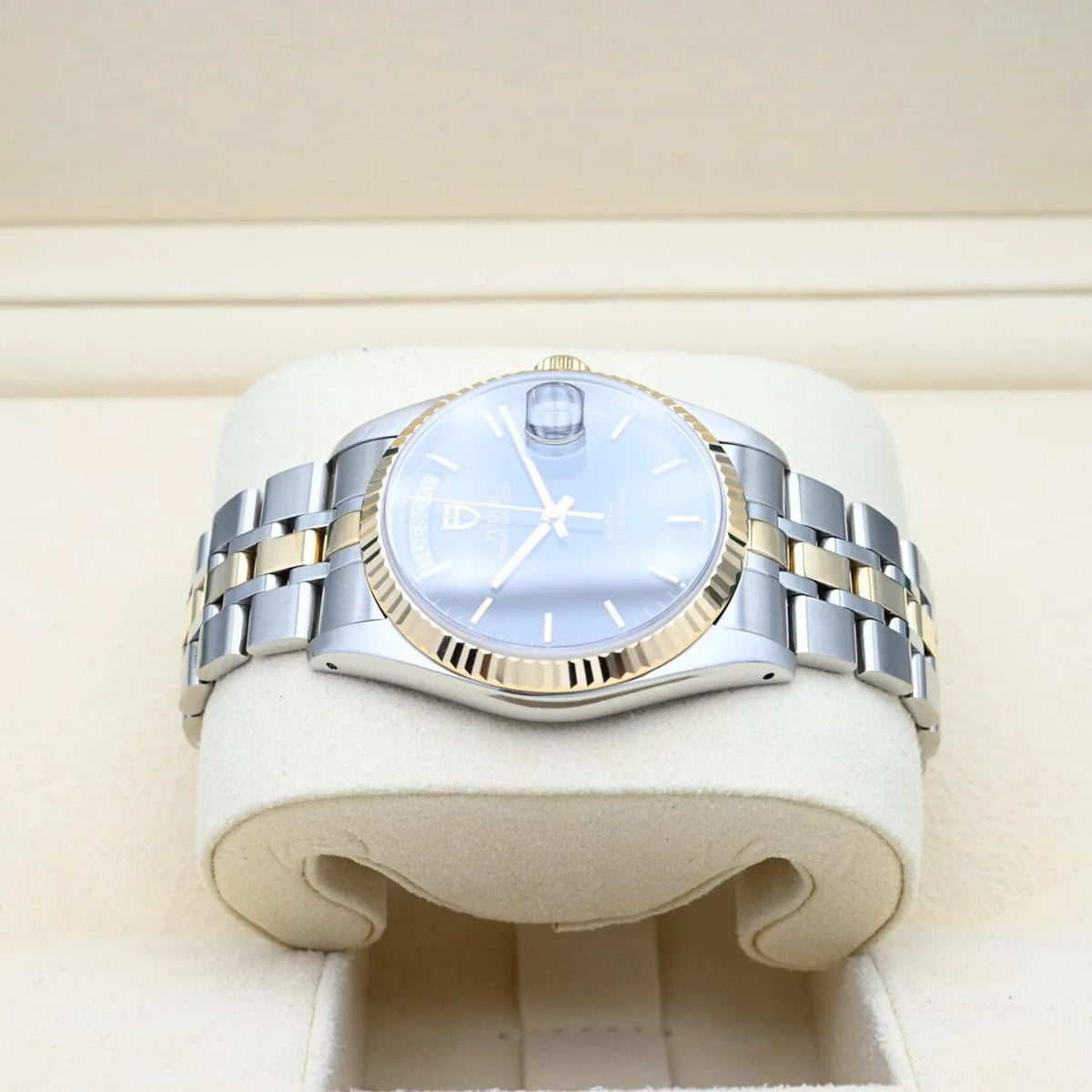 Tudor Prince Date Day 36 Two Tone Gold Steel Black Dial 76213-0010 36mm