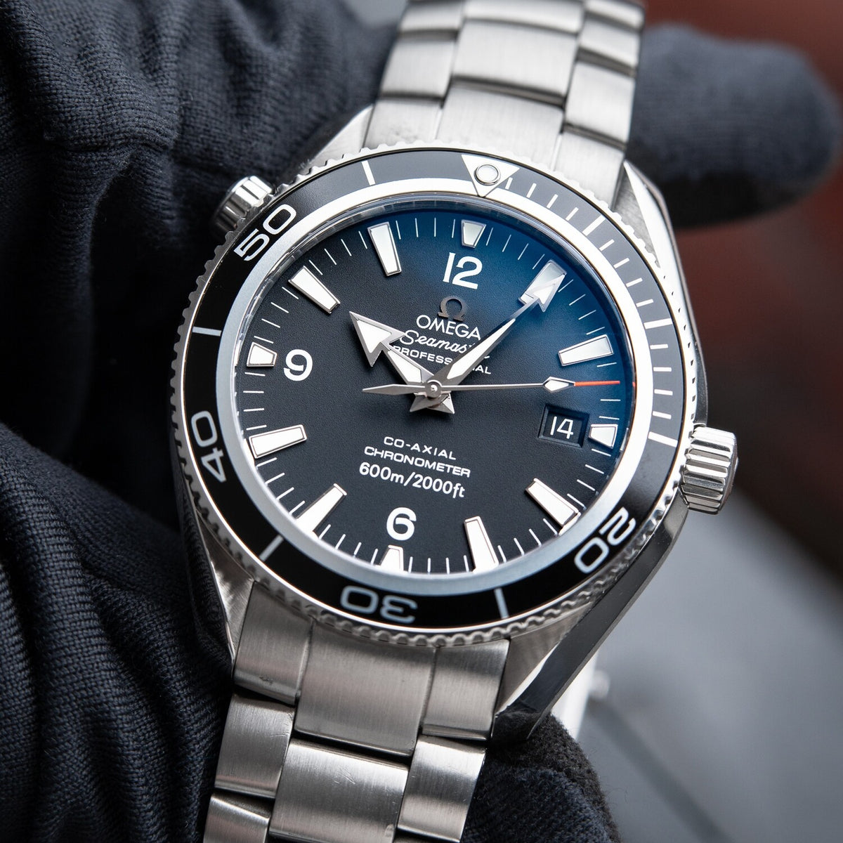 OMEGA Seamaster Planet Ocean Co-Axial Diver Steel Bracelet Black 42mm 2201.50