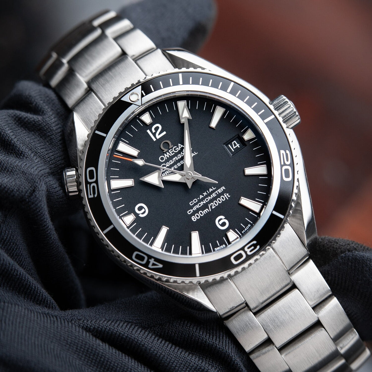 OMEGA Seamaster Planet Ocean Co-Axial Diver Steel Bracelet Black 42mm 2201.50