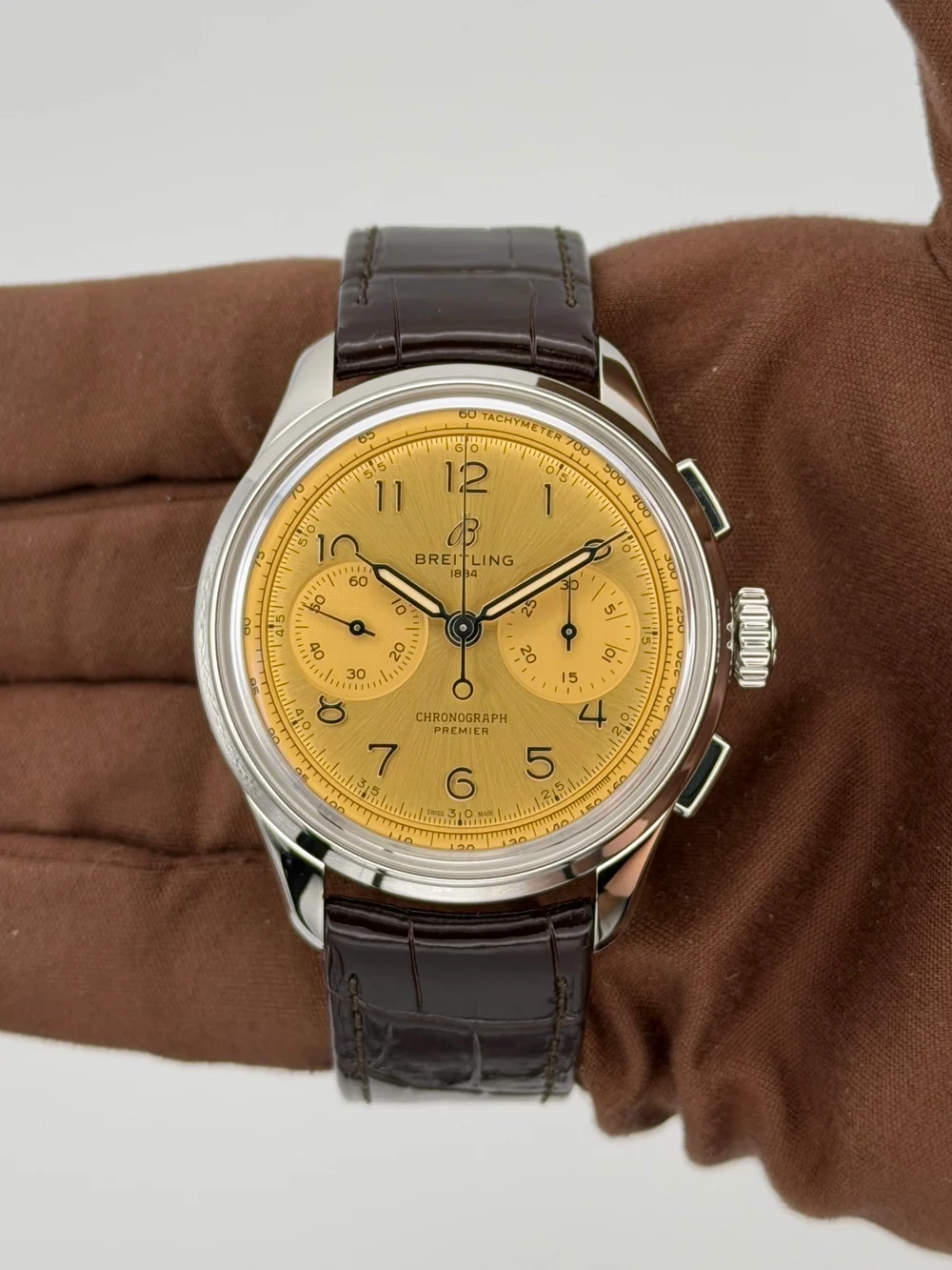 Vintage Breitling Premier B09 Chronograph 40mm Champagne Dial AB0930F51H1P1