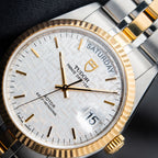 Tudor Prince Date Day 36 Two Tone Gold Steel Linen Dial Automatic