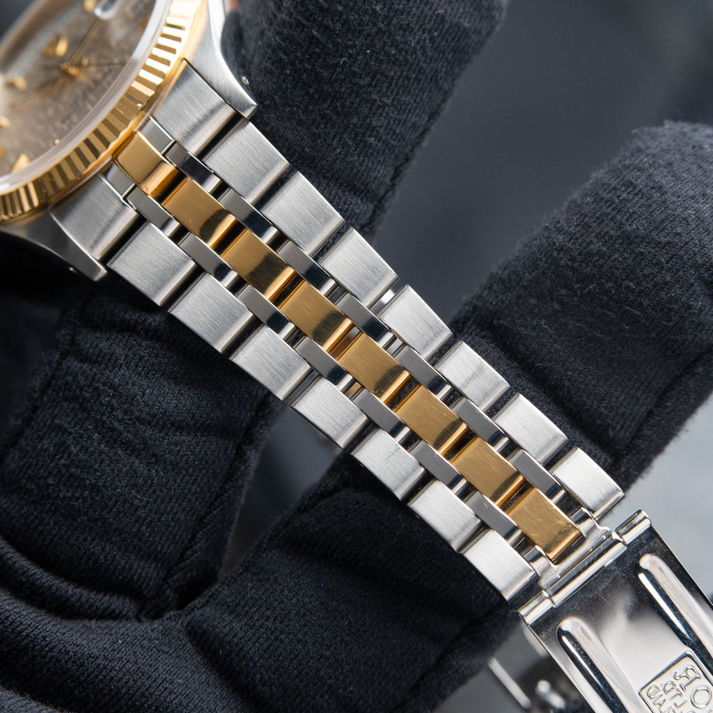 Tudor Prince Date Day 36 Two Tone Gold Steel Linen Dial Automatic
